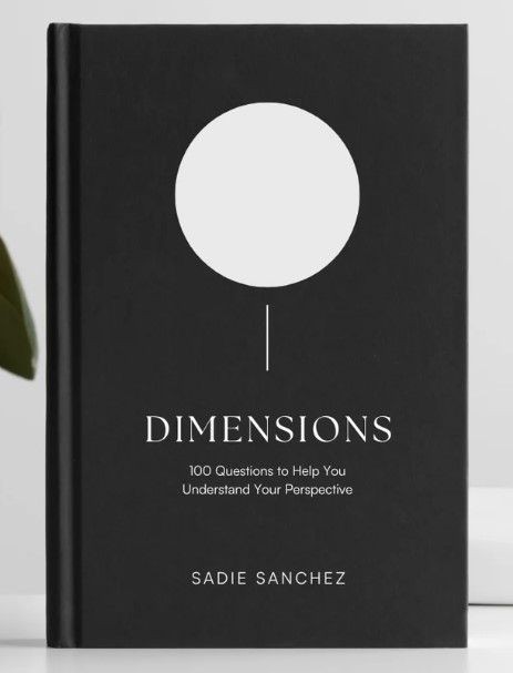 Black book with white circle on the cover. From the book "Dimensions" that I just finished editing and proofreading for Sadie Sanchez. Cover courtesy of the author.